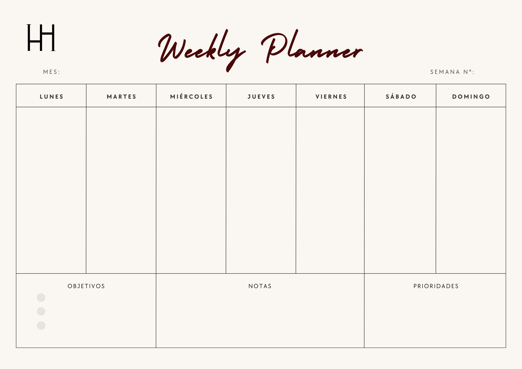 Planner 2026 H&H